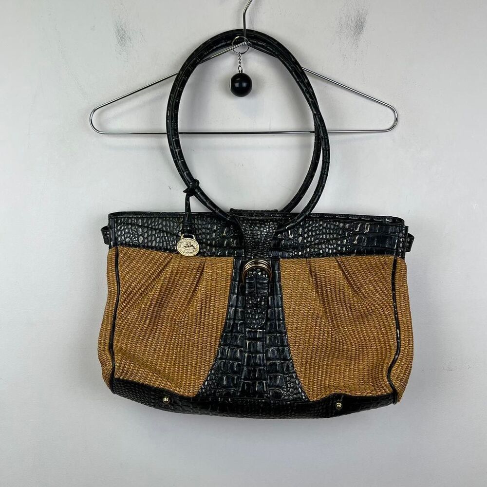 Brahmin Croc Woven Shoulder Purse